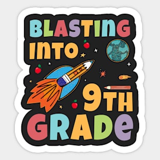 Blasting Into 9th Grade Rocket Ship Back To School Cute Sticker